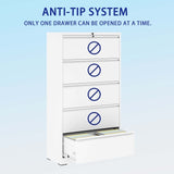 5 Drawer Lateral File Cabinet with Lock, for Legal/Letter/A4/F4 Size