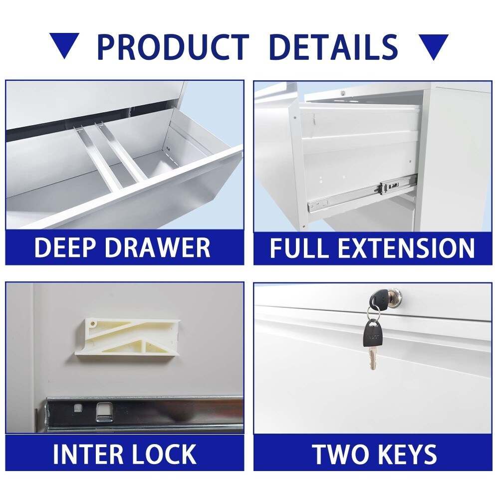 5 Drawer Lateral File Cabinet with Lock, for Legal/Letter/A4/F4 Size