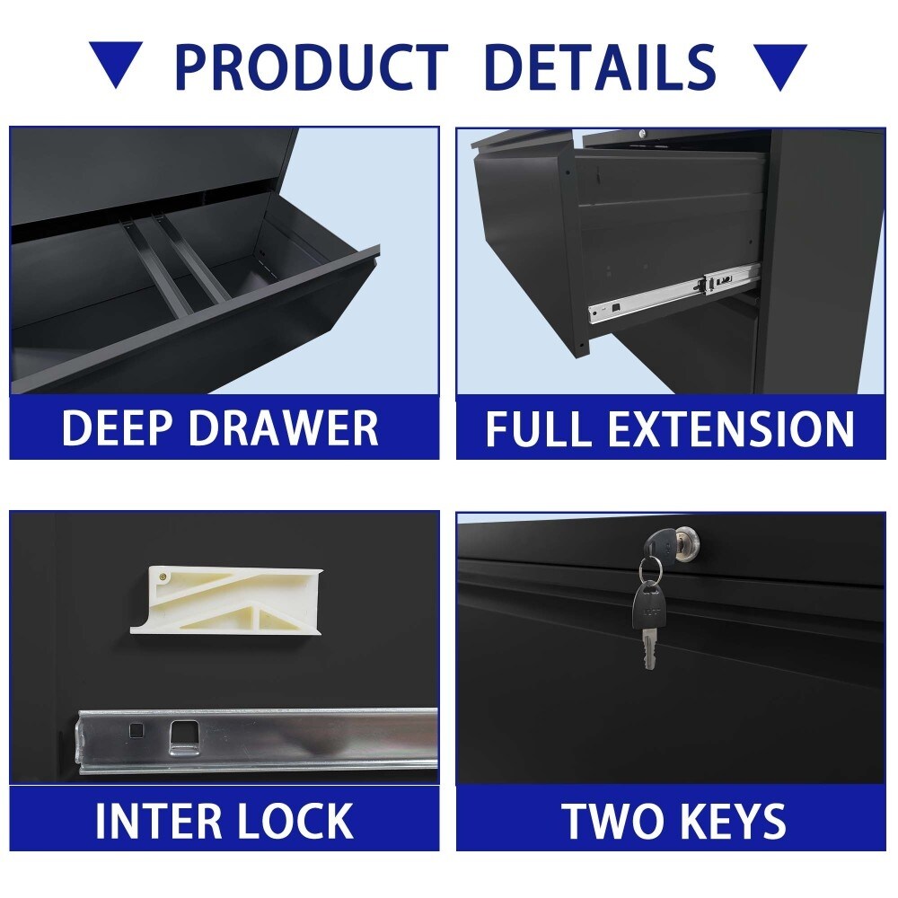 5 Drawer Lateral File Cabinet with Lock, for Legal/Letter/A4/F4 Size