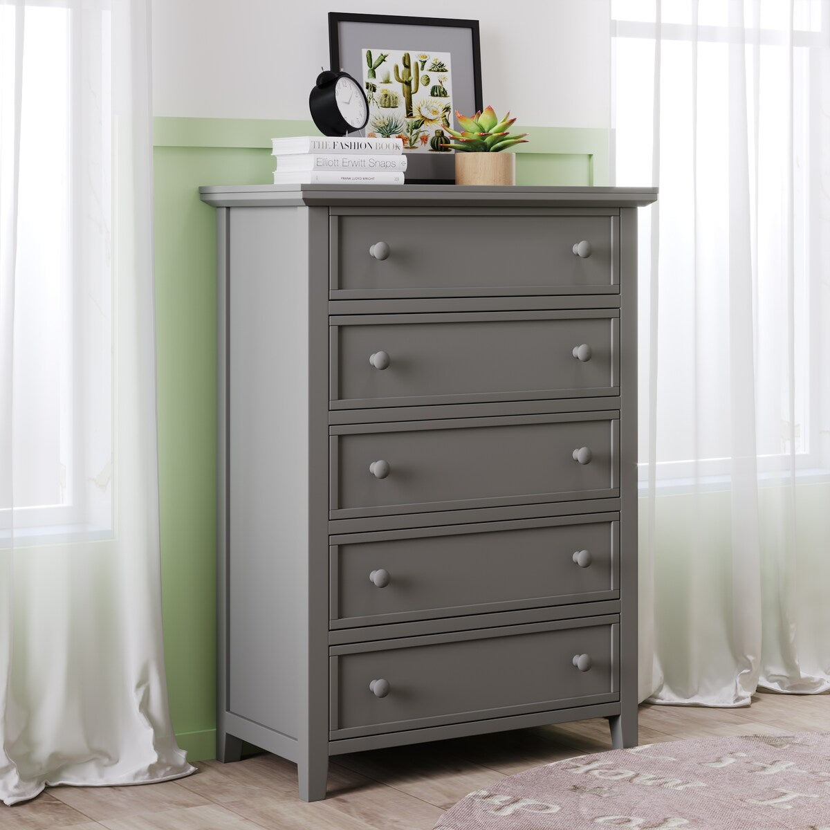 5 Drawers Solid Wood Chest for Bedroom Living room Home