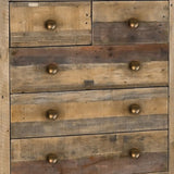 5 Drawers Wooden Frame Dresser with Grains and Knots, Distressed Brown