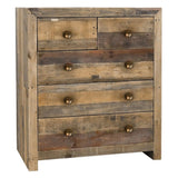 5 Drawers Wooden Frame Dresser with Grains and Knots, Distressed Brown