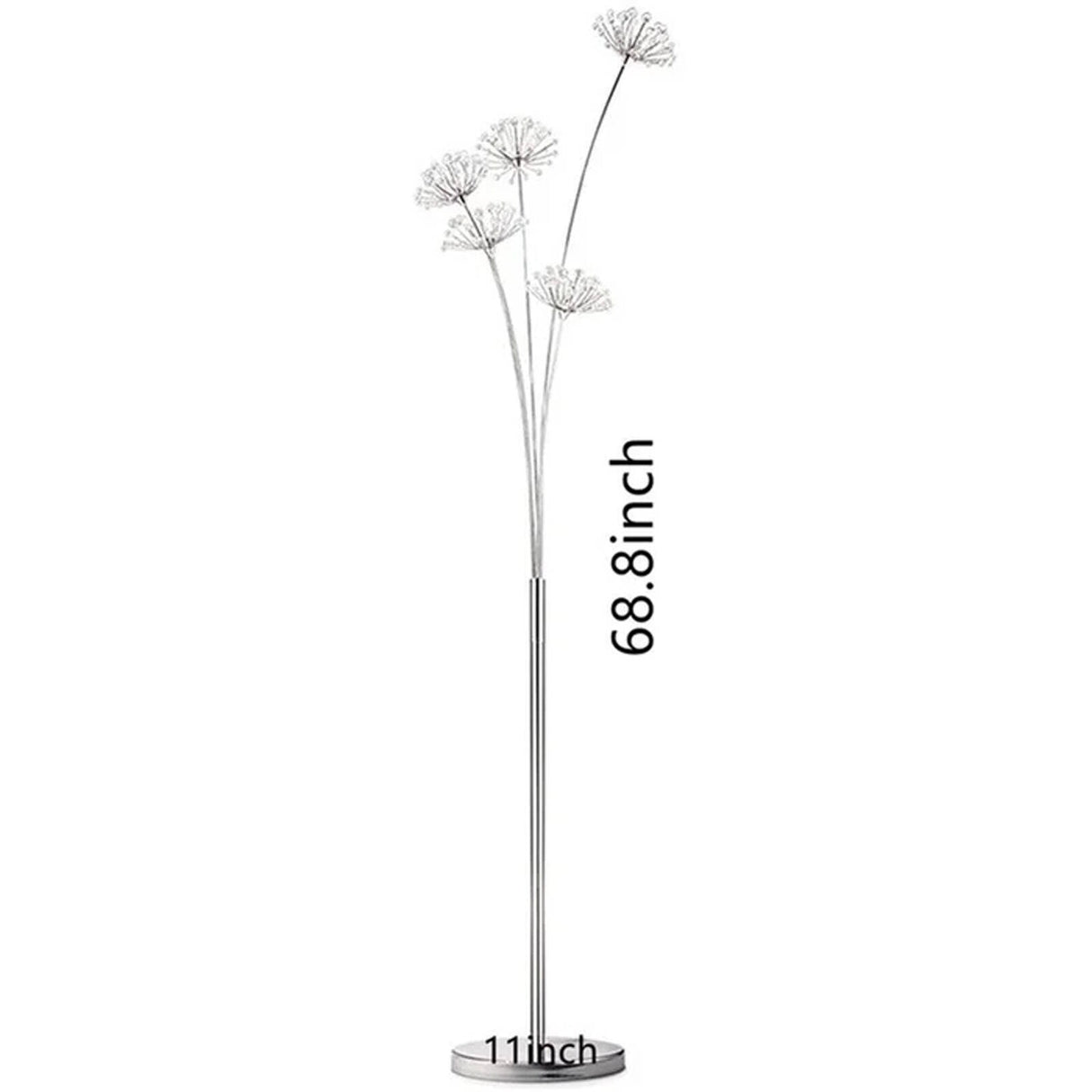 5 Heads Glam Dandelion LED Crystal Floor Lamps - 11"