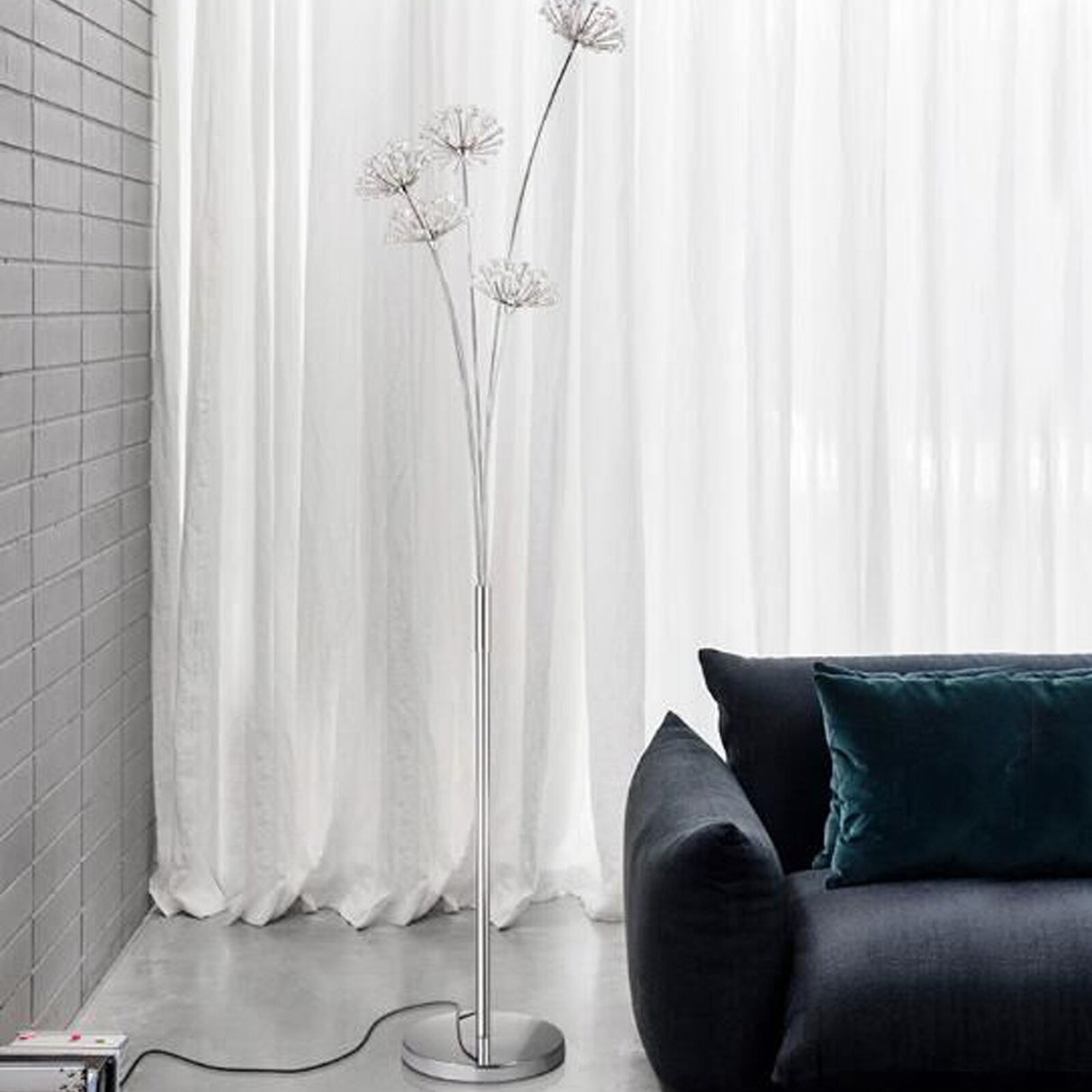 5 Heads Glam Dandelion LED Crystal Floor Lamps - 11"