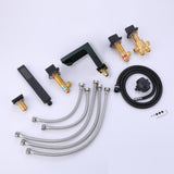 5 Hole Deck Mounted five-piece Bathtub Faucet with Pull-out Handheld Shower Head and Ceramic Valve in Matte Black