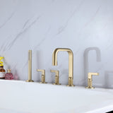 Luxury 5-Hole 3-Handle Bathtub Faucet with Handheld Spray