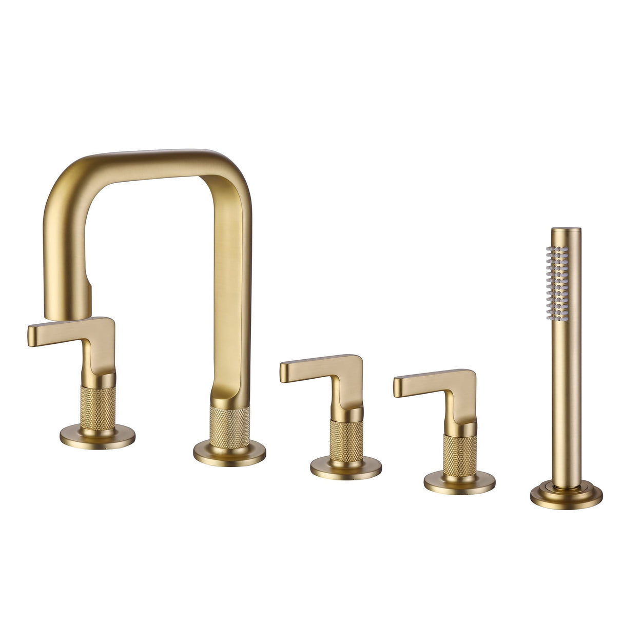 Luxury 5-Hole 3-Handle Bathtub Faucet with Handheld Spray