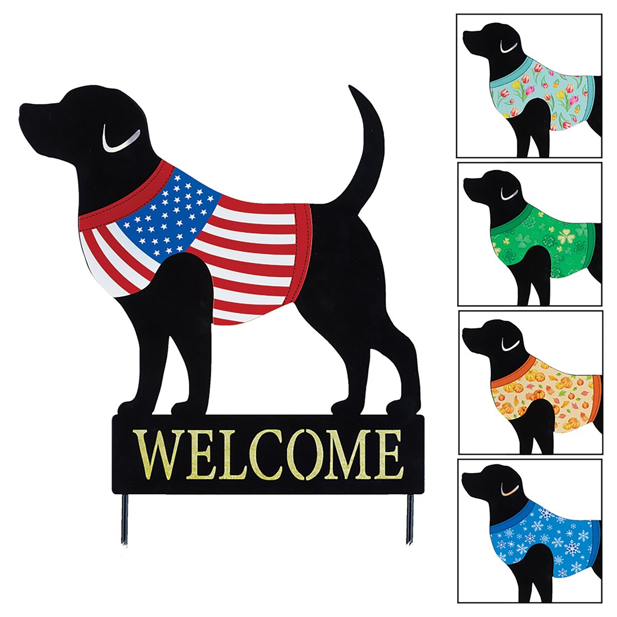 5 Interchangeable Dog Outdoor Welcome Garden Stake - 15.000 x 15.000 x 2.250