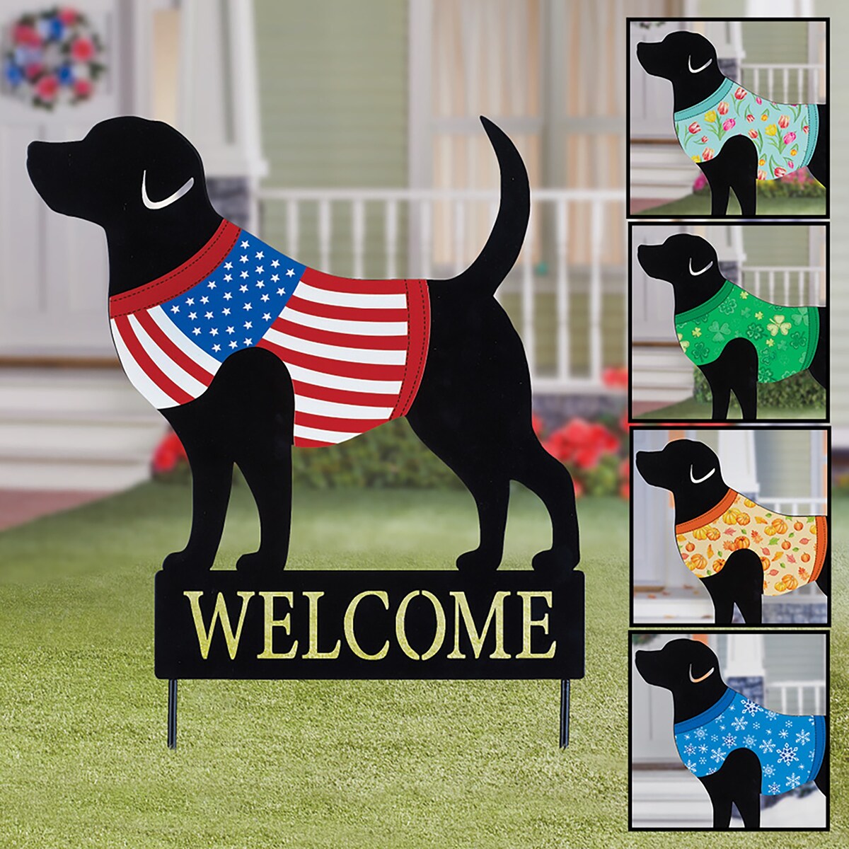 5 Interchangeable Dog Outdoor Welcome Garden Stake - 15.000 x 15.000 x 2.250