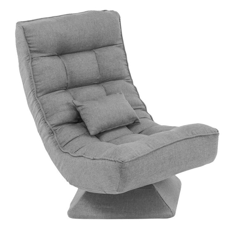 5-Level Adjustable 360° Swivel Floor Chair with Massage Pillow