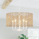 5-Light 18.89-inch Rattan Drum Chandelier for Living Room Kitchen