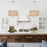5-Light 18.89-inch Rattan Drum Chandelier for Living Room Kitchen