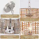 5-Light 18.89-inch Rattan Drum Chandelier for Living Room Kitchen