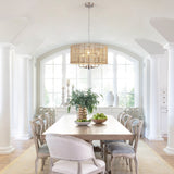 5-Light 18.89-inch Rattan Drum Chandelier for Living Room Kitchen