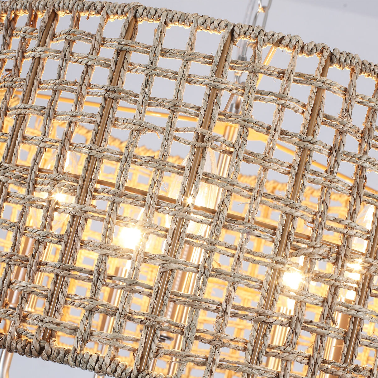 5-Light 18.89-inch Rattan Drum Chandelier for Living Room Kitchen
