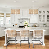 5-Light 18.89-inch Rattan Drum Chandelier for Living Room Kitchen