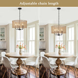 5-Light 18.89-inch Rattan Drum Chandelier for Living Room Kitchen