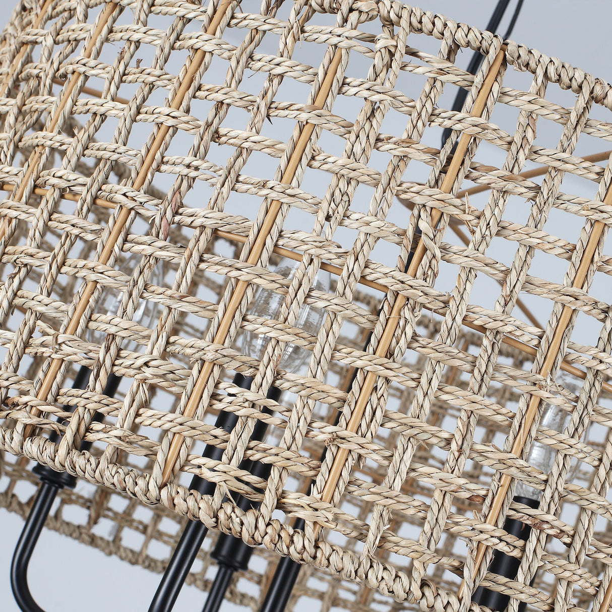 5-Light 18.89-inch Rattan Drum Chandelier for Living Room Kitchen
