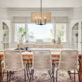 5-Light 18.89-inch Rattan Drum Chandelier for Living Room Kitchen