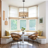 5-Light 18.89-inch Rattan Drum Chandelier for Living Room Kitchen