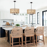5-Light 18.89-inch Rattan Drum Chandelier for Living Room Kitchen
