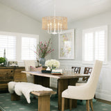 5-Light 18.89-inch Rattan Drum Chandelier for Living Room Kitchen