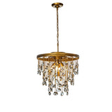 5-Light 20" Contemporary and Glam Antique Gold Rain Drop Crystal Chandelier