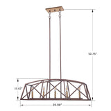 5-Light Architectural Bronze and Soft Matte Brass Kitchen Island Linear Pendant