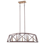 5-Light Architectural Bronze and Soft Matte Brass Kitchen Island Linear Pendant