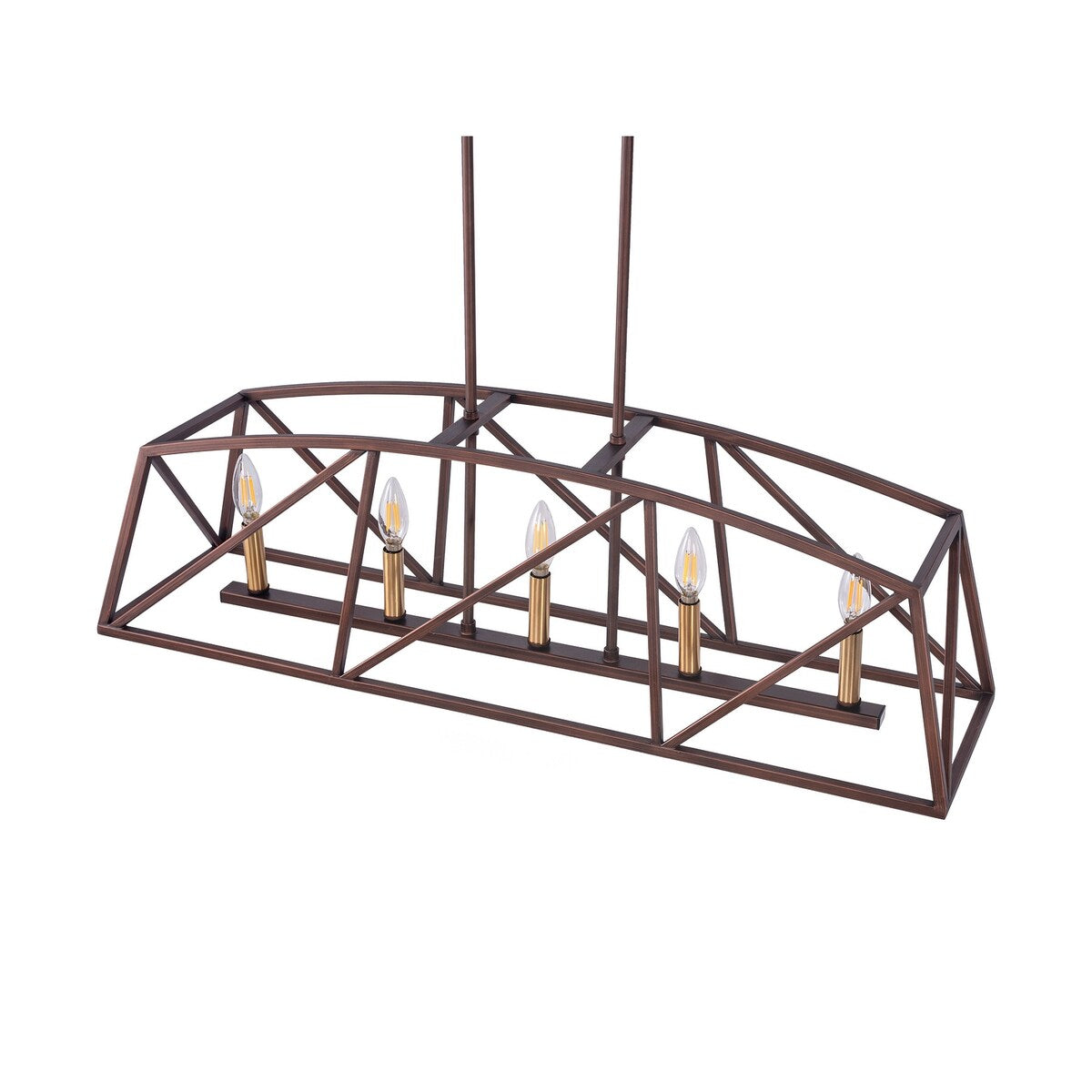 5-Light Architectural Bronze and Soft Matte Brass Kitchen Island Linear Pendant