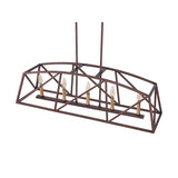 5-Light Architectural Bronze and Soft Matte Brass Kitchen Island Linear Pendant