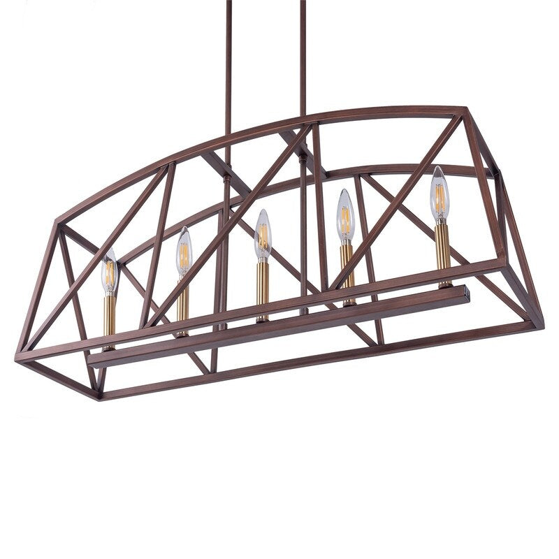 5-Light Candle Style Kitchen Island Linear Pendant