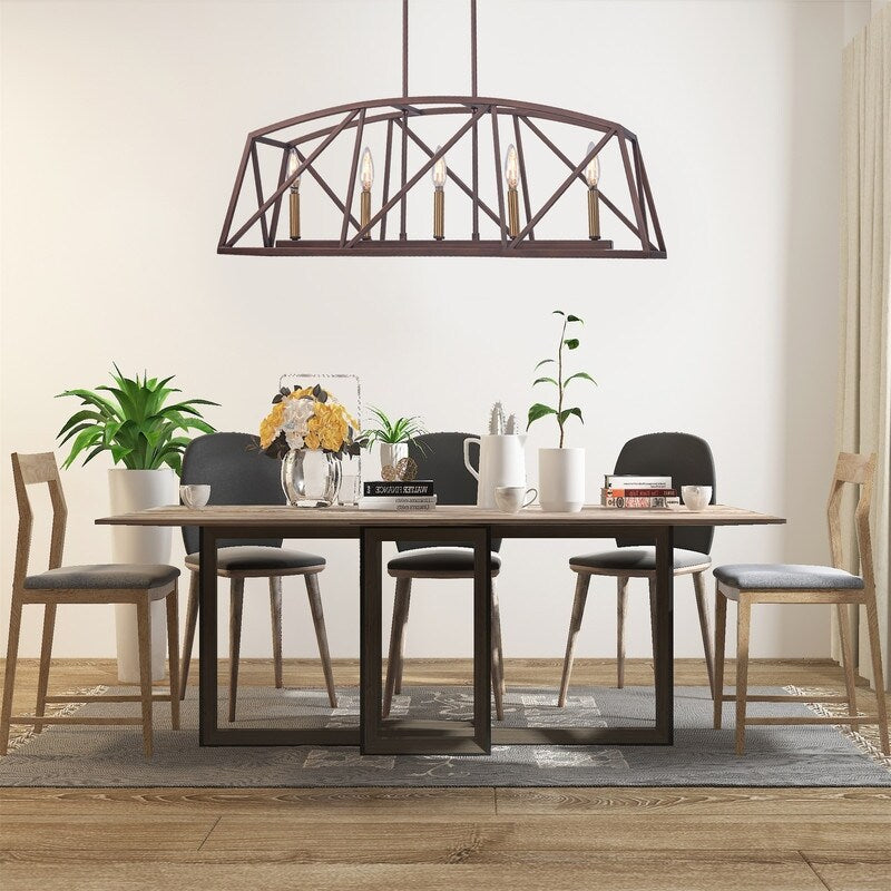 5-Light Candle Style Kitchen Island Linear Pendant
