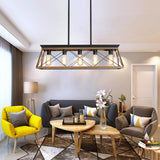 5-Light Farmhouse Chandelier for Dining, Kitchen, and Living Room - Modern Rectangular Design