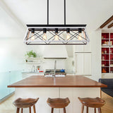 5-Light Farmhouse Chandelier for Dining, Kitchen, and Living Room - Modern Rectangular Design