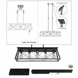 5-Light Farmhouse Chandelier for Dining, Kitchen, and Living Room - Modern Rectangular Design