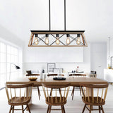 5-Light Farmhouse Chandelier for Dining, Kitchen, and Living Room - Modern Rectangular Design