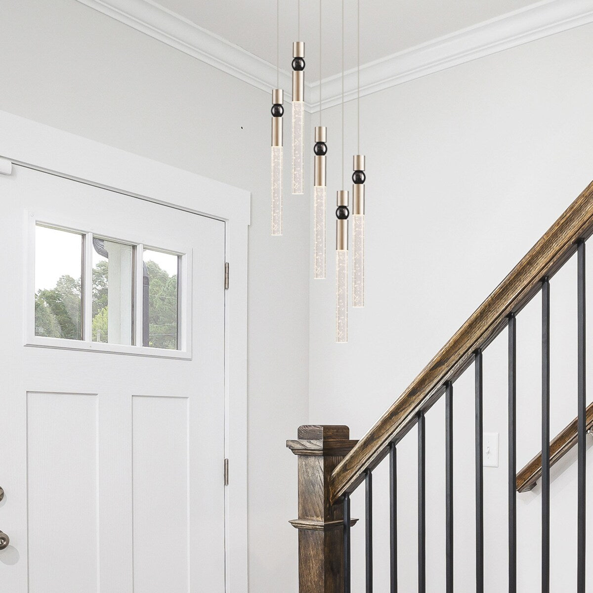 5-Light LED Crystal Pendant Light Fixture for Kitchen Island