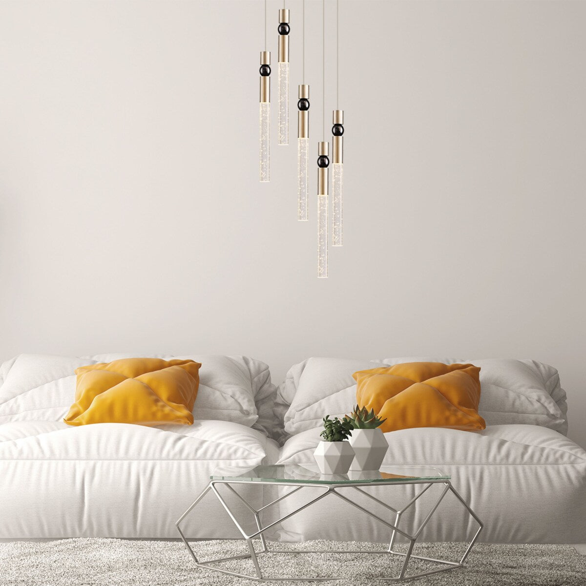 5-Light LED Crystal Pendant Light Fixture for Kitchen Island