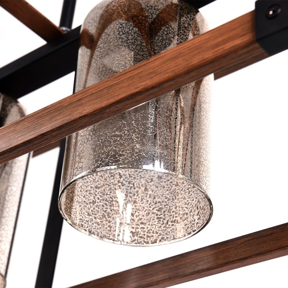 5-Light Linear Farmhouse Chandelier for Kitchen Island - Black
