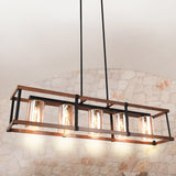 5-Light Linear Farmhouse Chandelier for Kitchen Island - Black