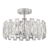 5-Light Mid-Century Modern Glam Drum Crystal Semi-Flush Mount Light
