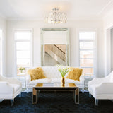 5-Light Mid-Century Modern Glam Drum Crystal Semi-Flush Mount Light