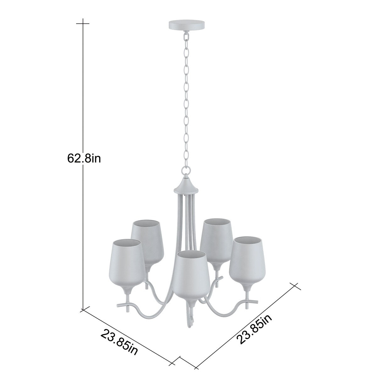 5-Light Modern Farmhouse Linear Sputnik Chandelier with Clear Glass Shade