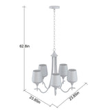 5-Light Modern Farmhouse Linear Sputnik Chandelier with Clear Glass Shade