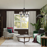 5-Light Modern Farmhouse Linear Sputnik Chandelier with Clear Glass Shade