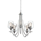 5-Light Modern Farmhouse Linear Sputnik Chandelier with Clear Glass Shade