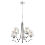 5-Light Modern Farmhouse Linear Sputnik Chandelier with Clear Glass Shade