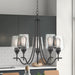 5-Light Modern Farmhouse Linear Sputnik Chandelier with Clear Glass Shade