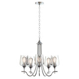 5-Light Modern Farmhouse Linear Sputnik Chandelier with Clear Glass Shade